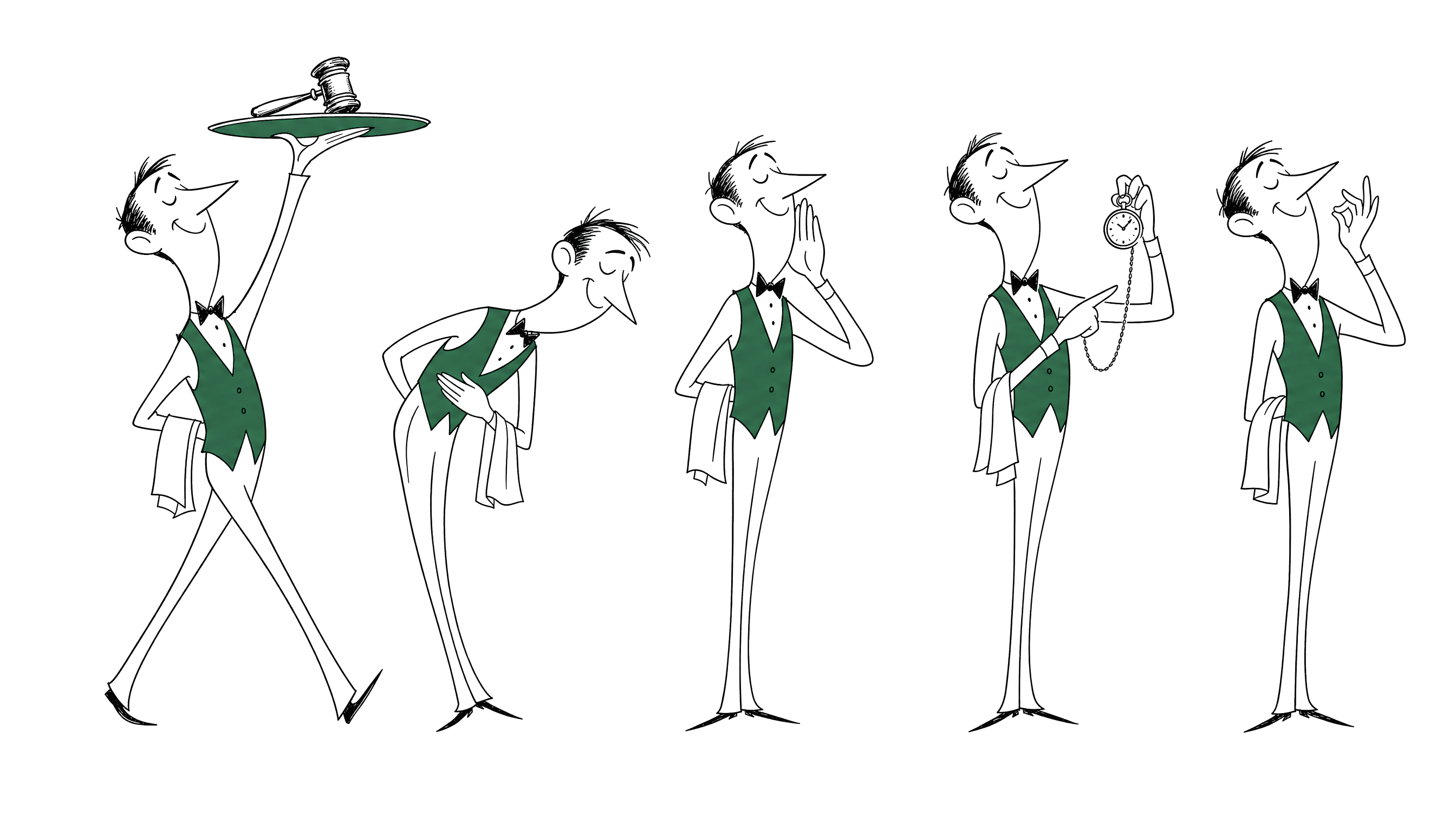 The Steward in five poses